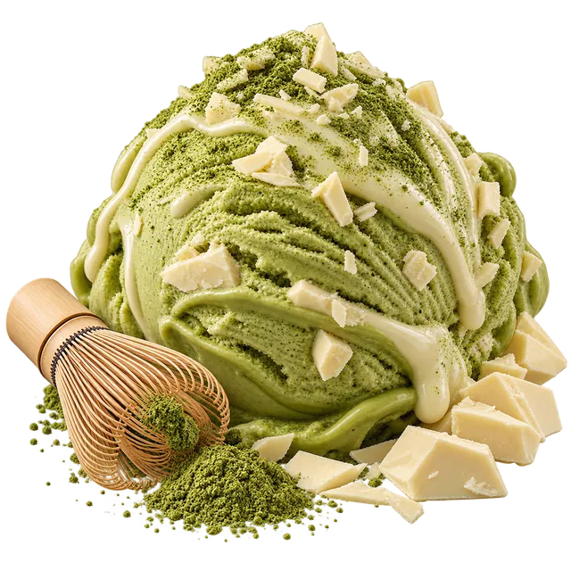 Kopček matcha gelata s bielou čokoládou